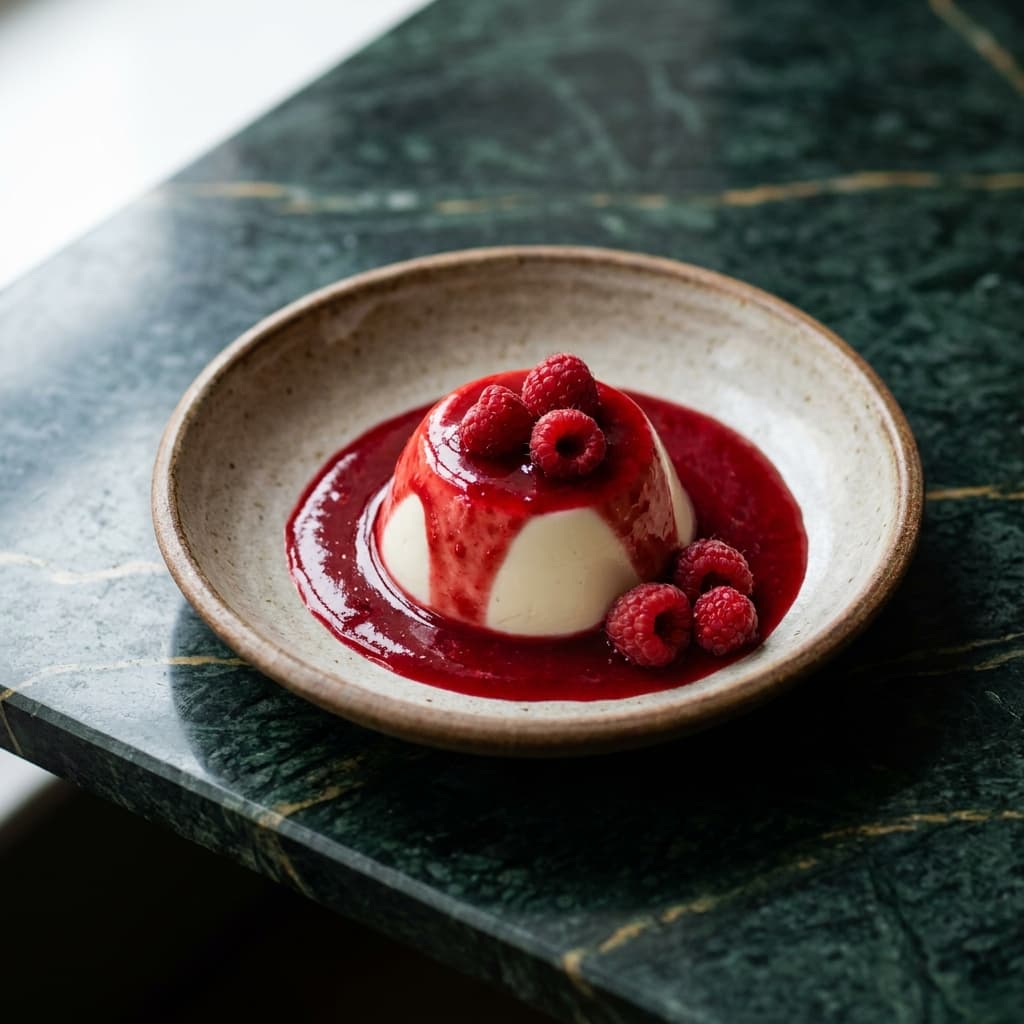 Panna cotta de vainilla con frutos rojos